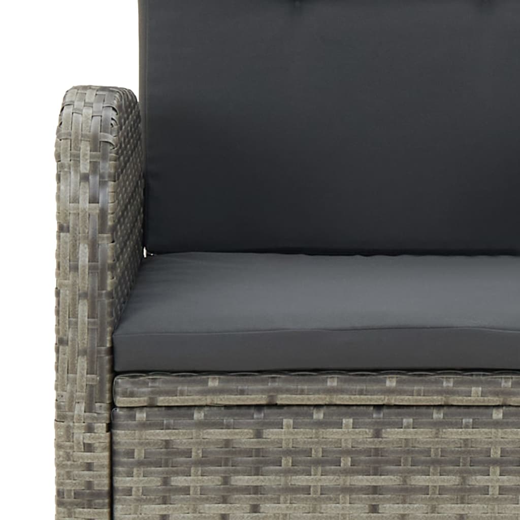 5-Tlg. Garten-Essgruppe Mit Kissen Grau Poly Rattan