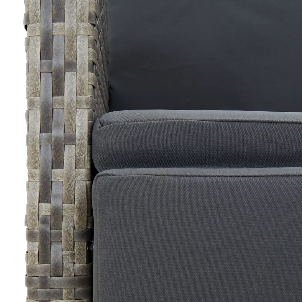 5-Tlg. Garten-Essgruppe Mit Kissen Grau Poly Rattan
