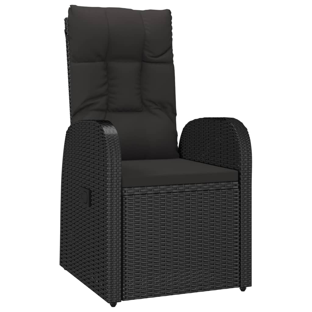 5-Tlg. Garten-Essgruppe Mit Kissen Schwarz Poly Rattan