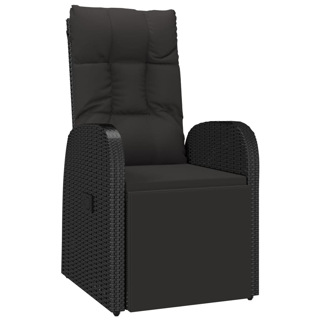 5-Tlg. Garten-Essgruppe Mit Kissen Schwarz Poly Rattan