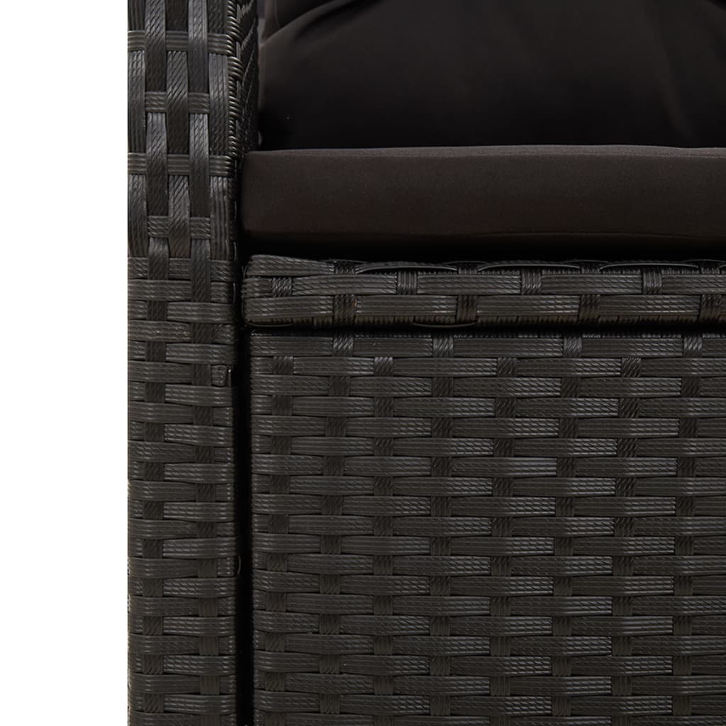 5-Tlg. Garten-Essgruppe Mit Kissen Schwarz Poly Rattan