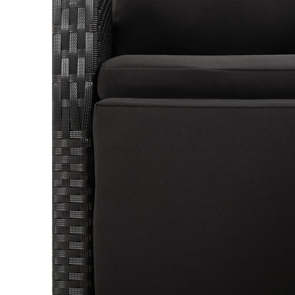 5-Tlg. Garten-Essgruppe Mit Kissen Schwarz Poly Rattan