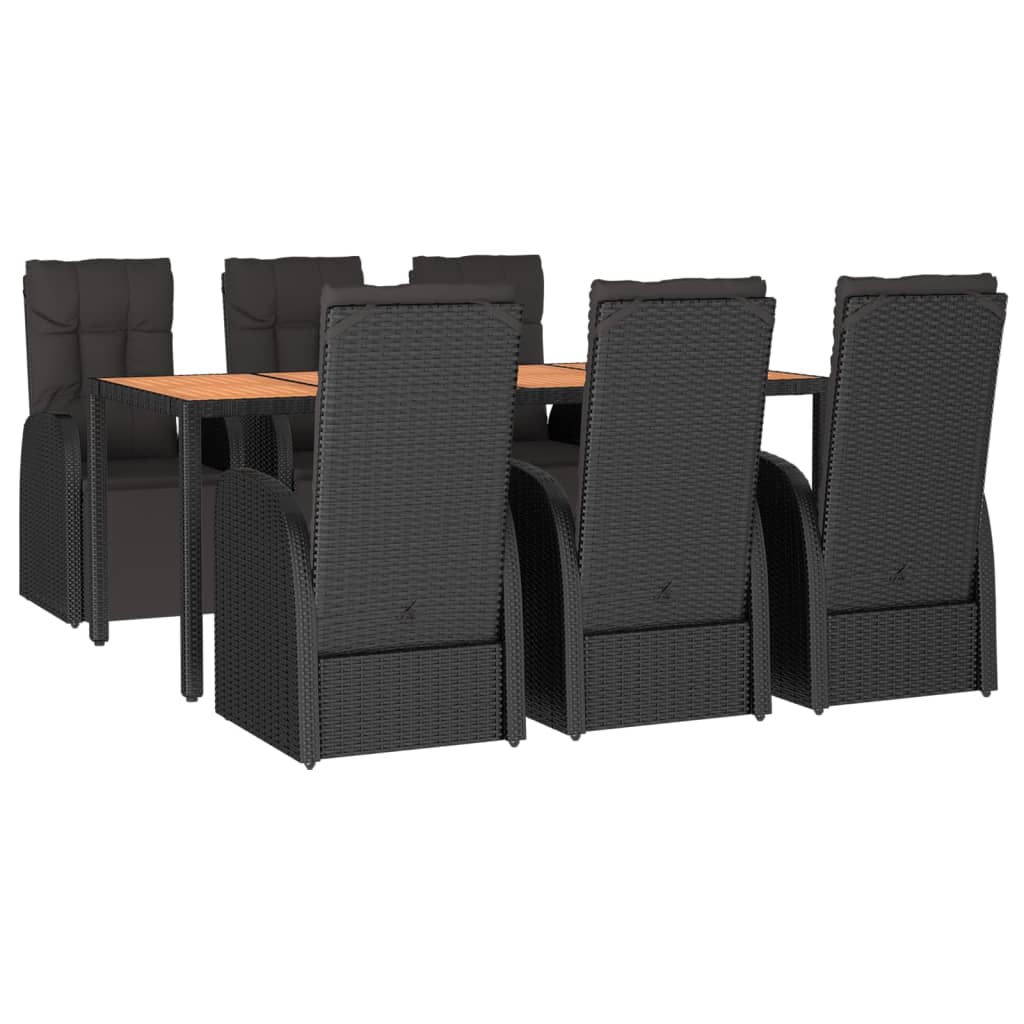 7-Tlg. Garten-Essgruppe Schwarz Poly Rattan & Massivholz Akazie