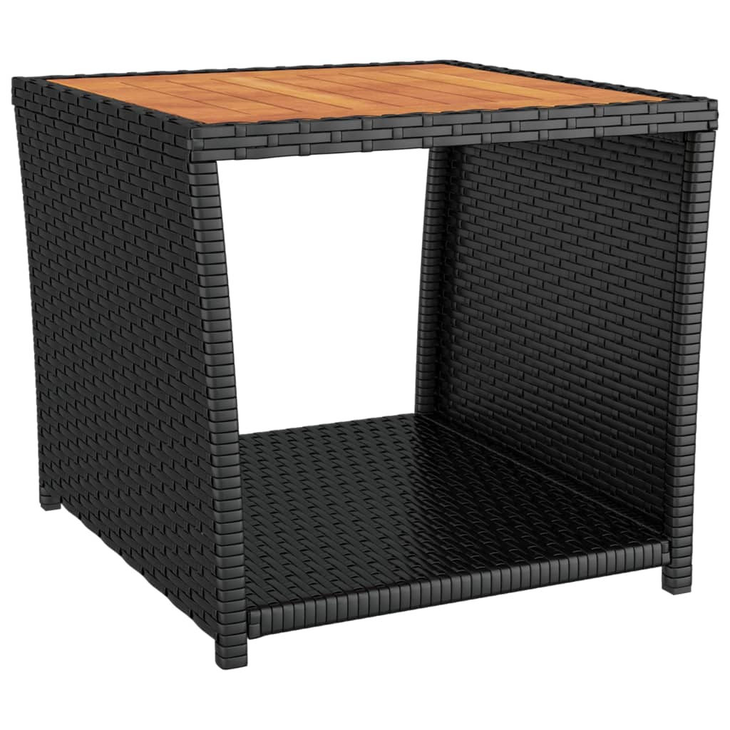 3-Tlg. Garten-Lounge-Set Schwarz Poly Rattan Massivholz Akazie