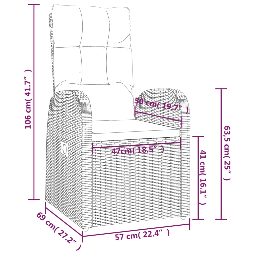 3-Tlg. Garten-Lounge-Set Schwarz Poly Rattan Massivholz Akazie