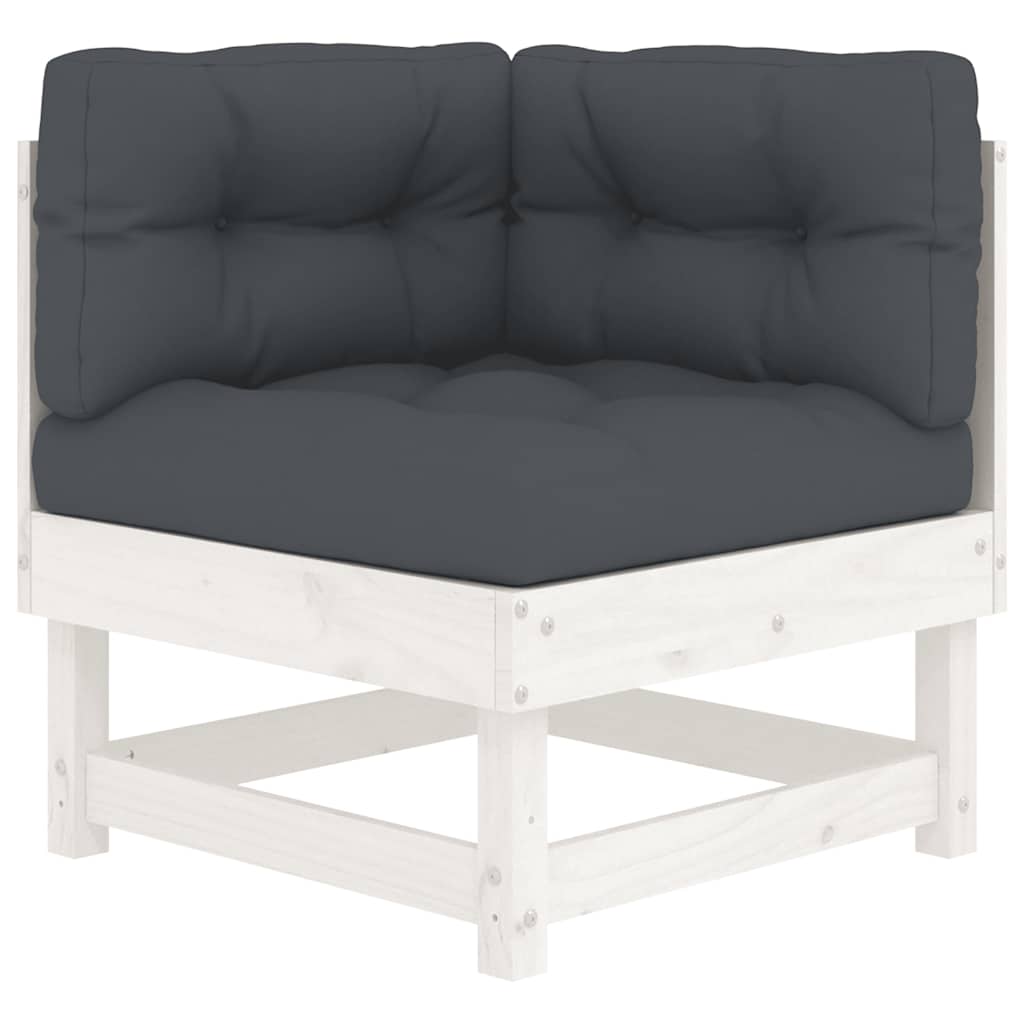Ecksofa Mit Kissen Weiß Massivholz Kiefer