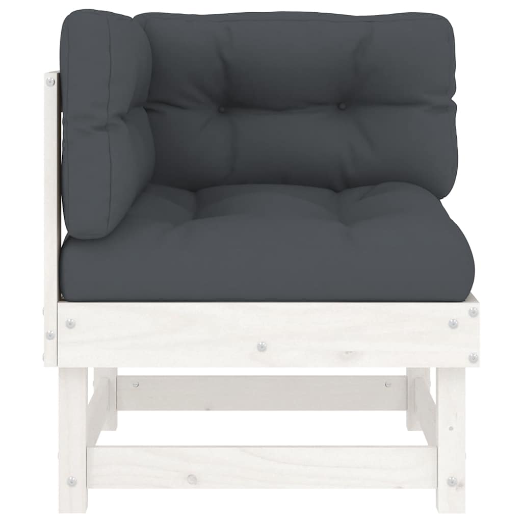 Ecksofa Mit Kissen Weiß Massivholz Kiefer