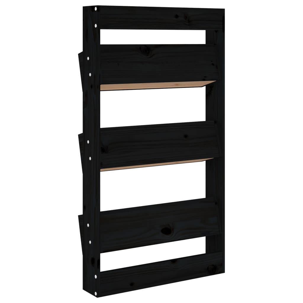 Wand-Pflanzkübel 3 Fächer 60X18,5X110 Cm Schwarz Kiefernholz