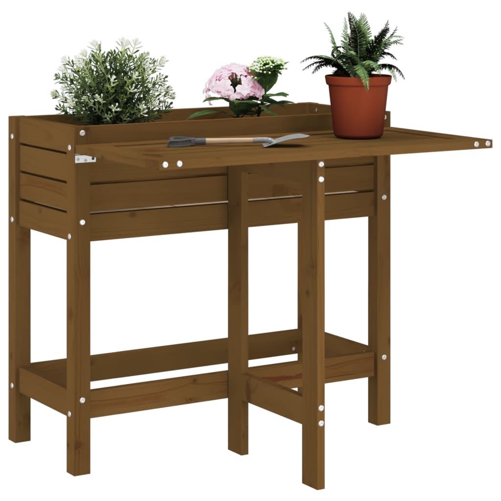 Pflanzkasten Mit Klappbarer Tischplatte Schwarz Massivholz
