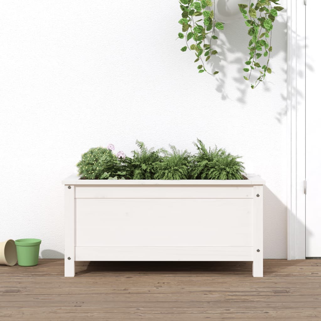 Hochbeet Weiß 119,5X40X78 Cm Massivholz Kiefer