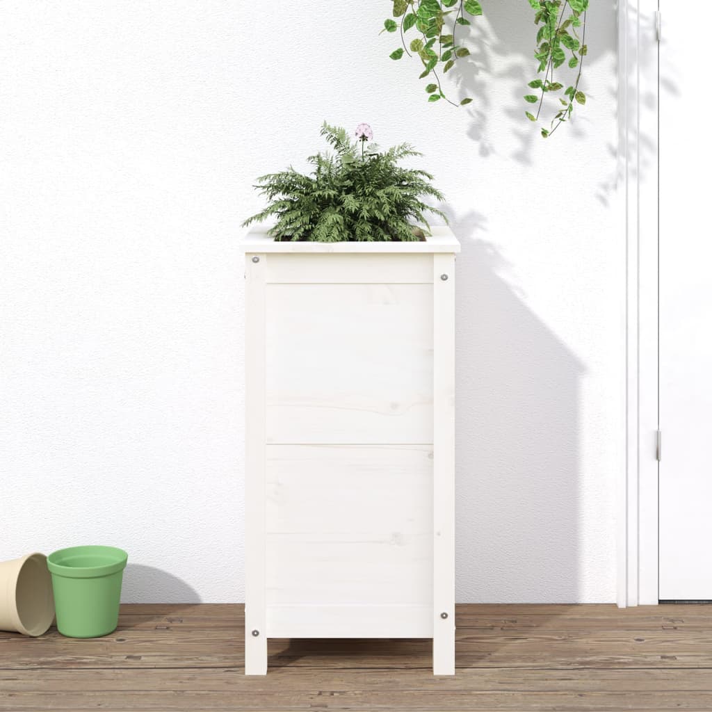 Hochbeet Weiß 119,5X40X78 Cm Massivholz Kiefer