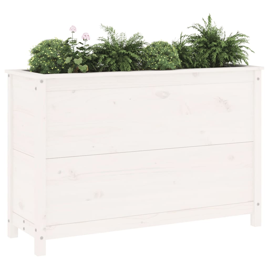 Hochbeet Weiß 119,5X40X78 Cm Massivholz Kiefer