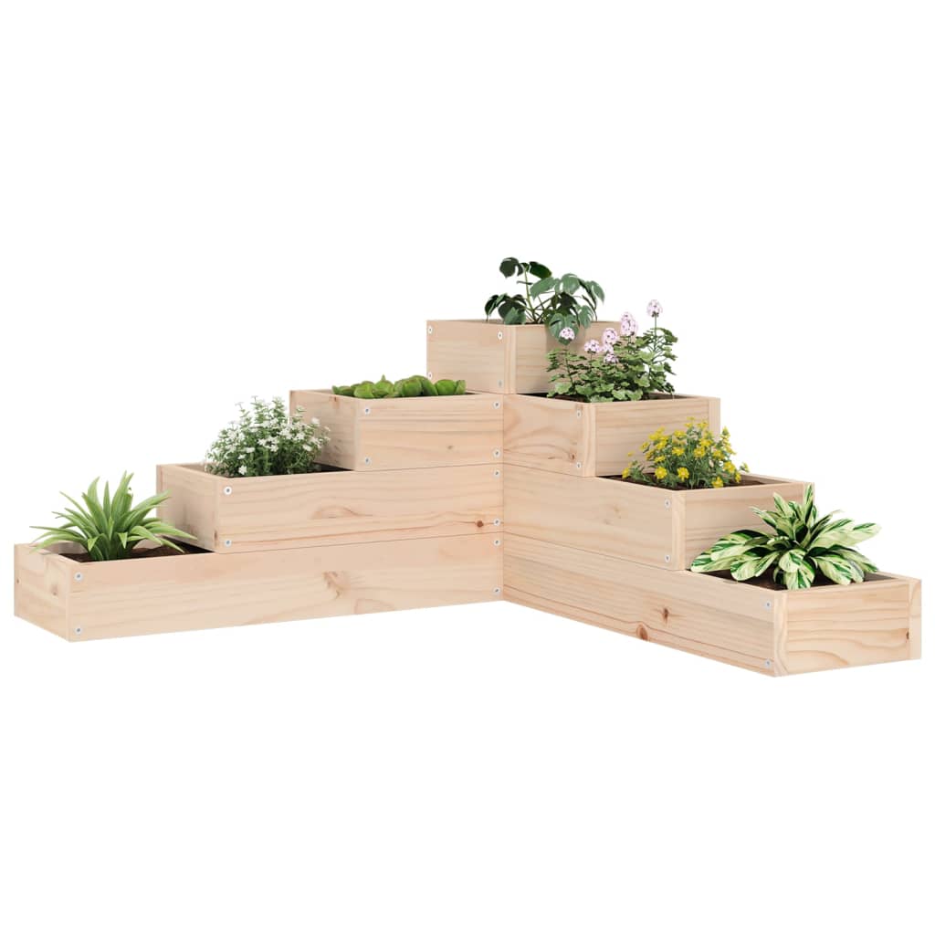 Pflanzentreppe 4 Stufen 80,5X79X36 Cm Weiß Massivholz Kiefer