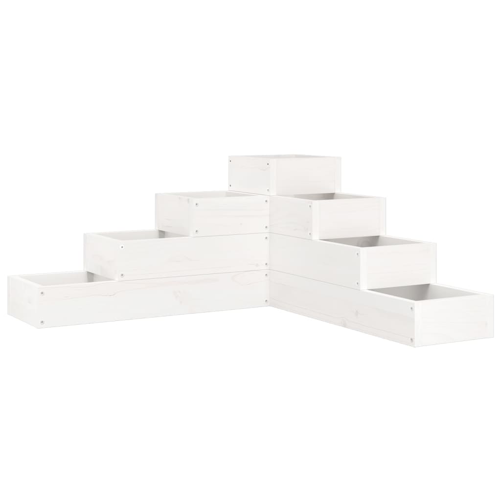 Pflanzentreppe 4 Stufen 80,5X79X36 Cm Weiß Massivholz Kiefer