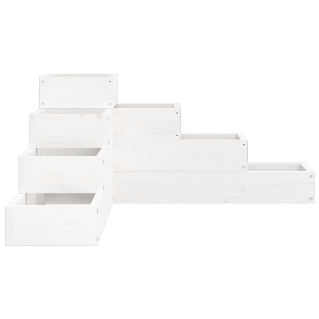 Pflanzentreppe 4 Stufen 80,5X79X36 Cm Weiß Massivholz Kiefer