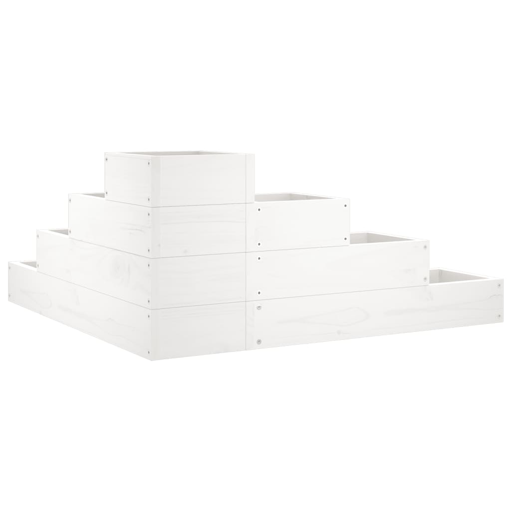Pflanzentreppe 4 Stufen 80,5X79X36 Cm Weiß Massivholz Kiefer