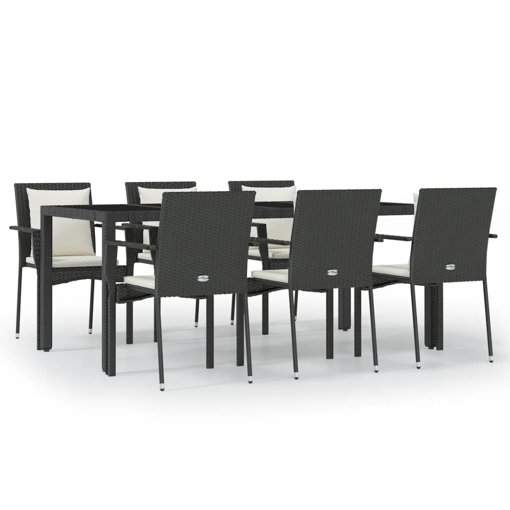 7-Tlg. Garten-Essgruppe Mit Kissen Poly Rattan