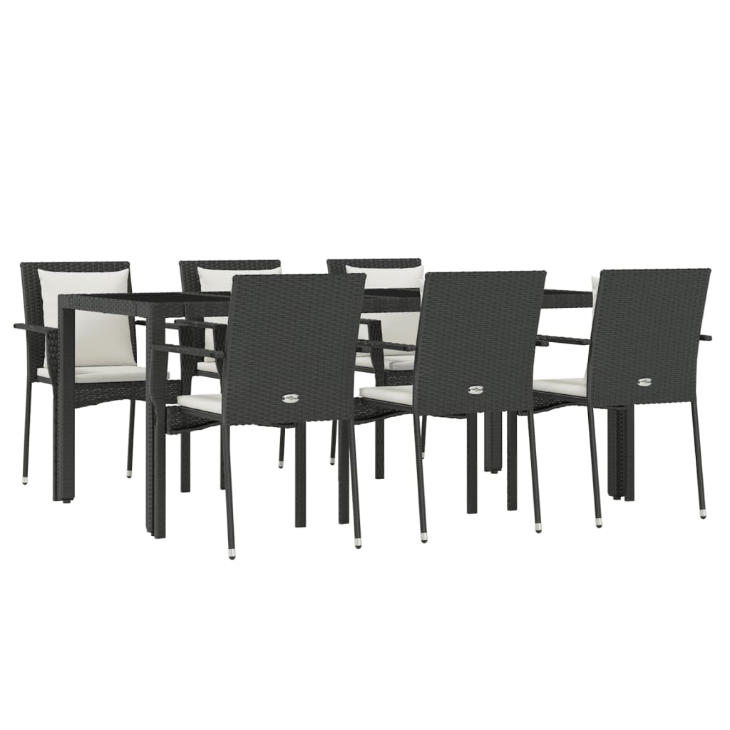 7-Tlg. Garten-Essgruppe Mit Kissen Poly Rattan