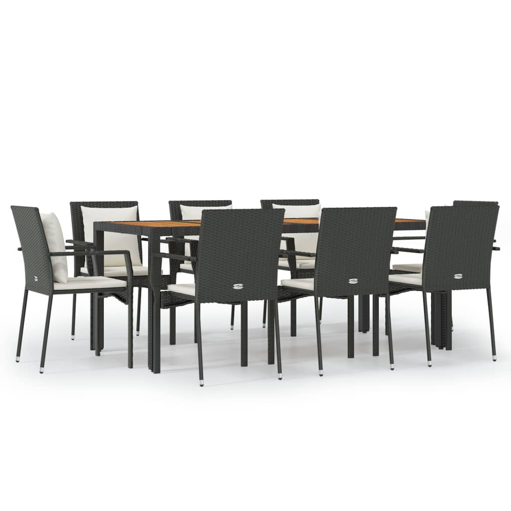 9-Tlg. Garten-Essgruppe Mit Kissen Poly Rattan