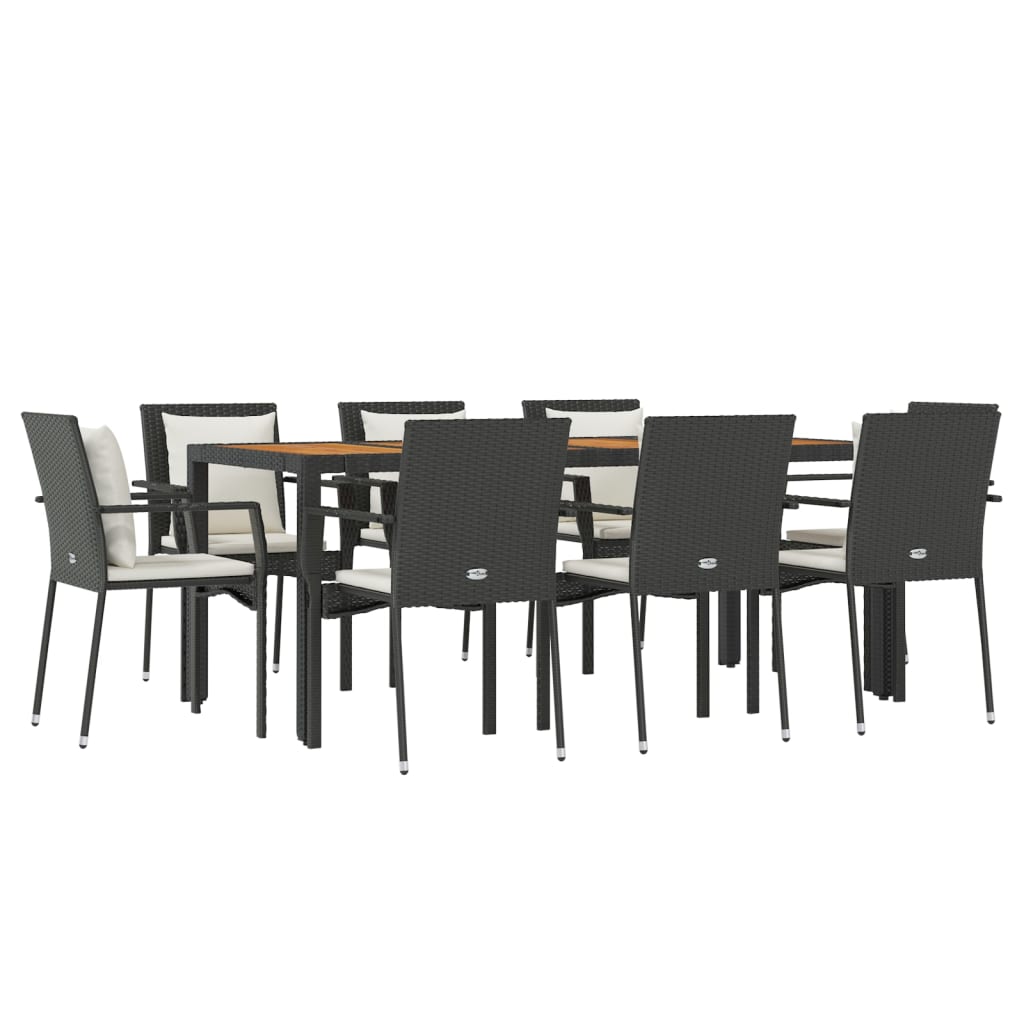 9-Tlg. Garten-Essgruppe Mit Kissen Poly Rattan