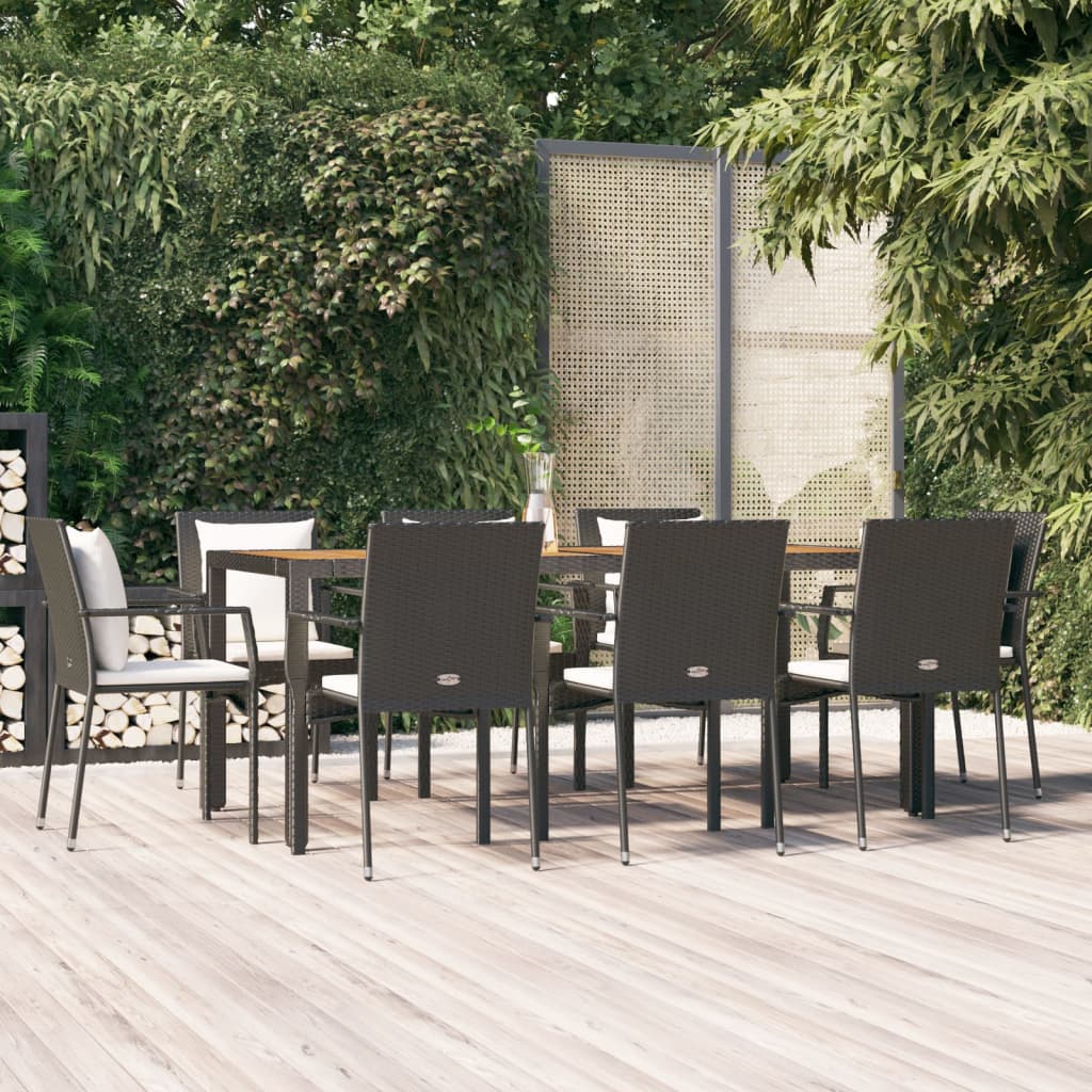 9-Tlg. Garten-Essgruppe Mit Kissen Poly Rattan