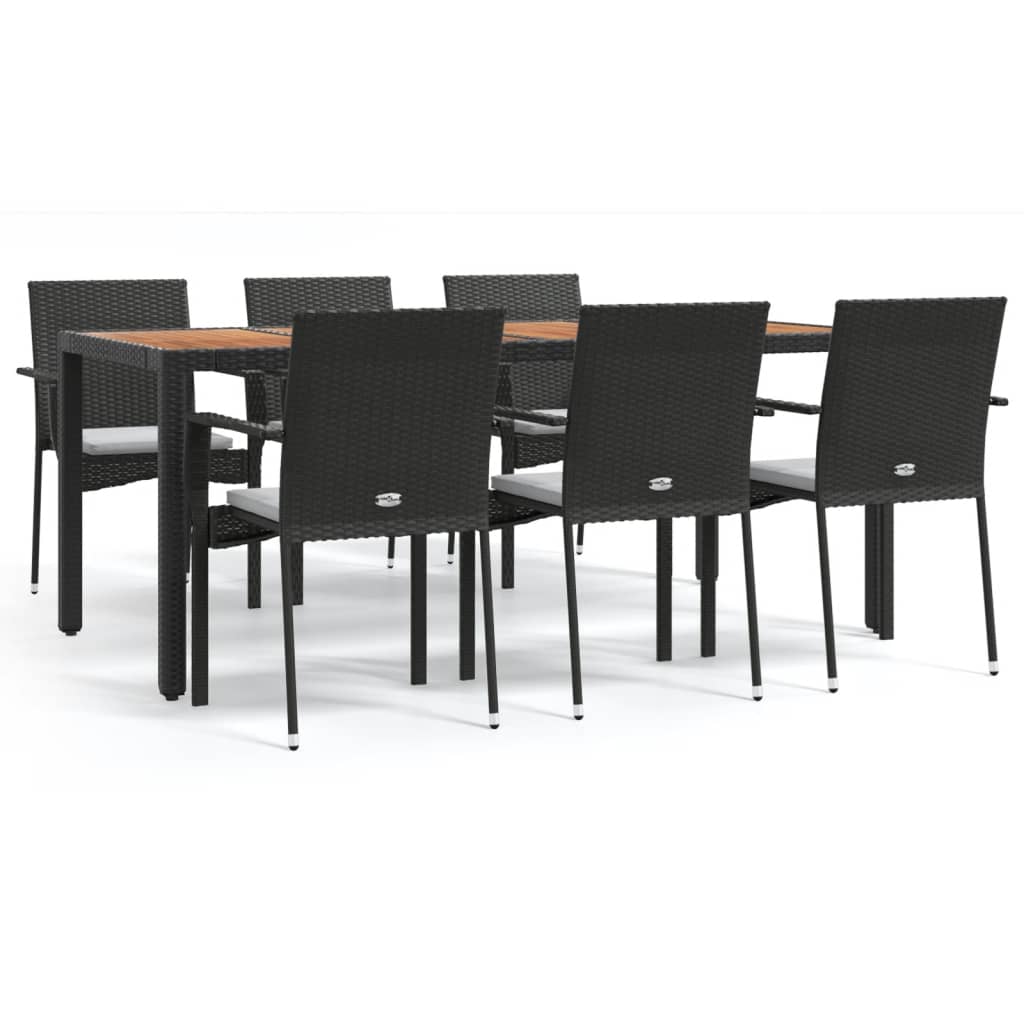 7-Tlg. Garten-Essgruppe Mit Kissen Poly Rattan