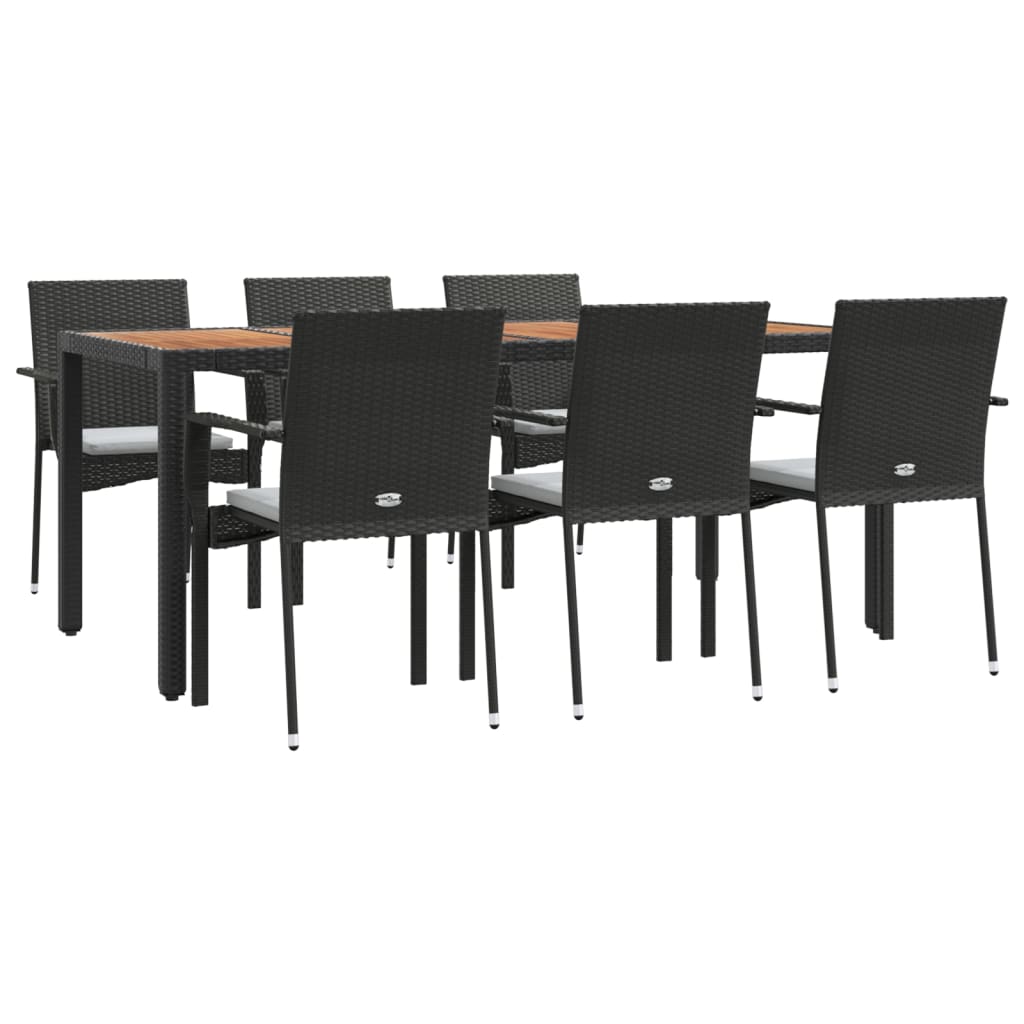7-Tlg. Garten-Essgruppe Mit Kissen Poly Rattan