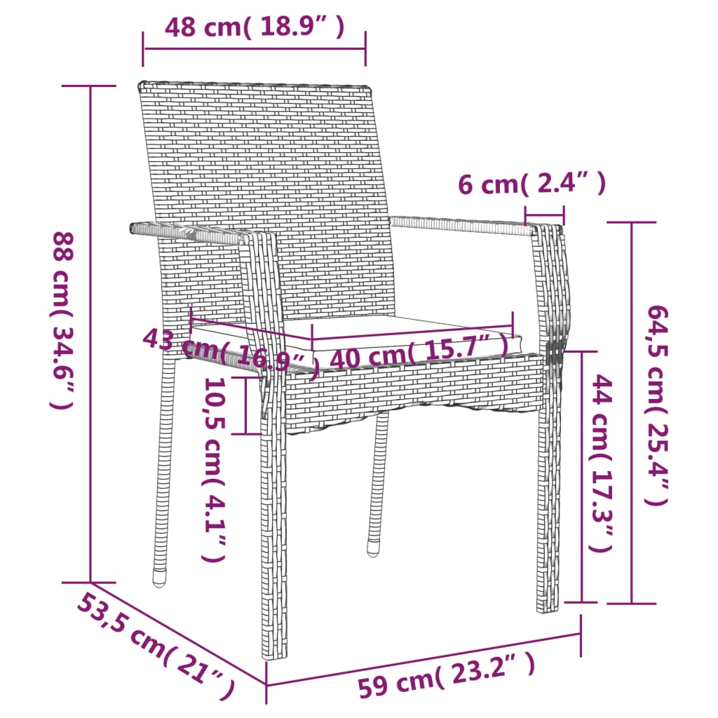 7-Tlg. Garten-Essgruppe Mit Kissen Poly Rattan