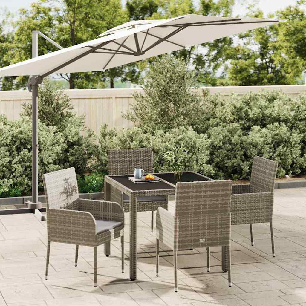 5-Tlg. Garten-Essgruppe Mit Kissen Poly Rattan
