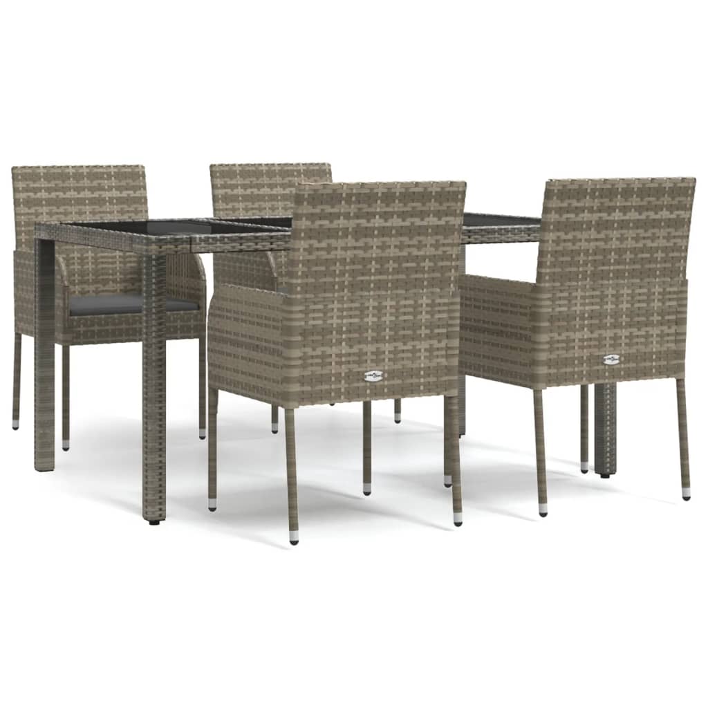 5-Tlg. Garten-Essgruppe Mit Kissen Poly Rattan