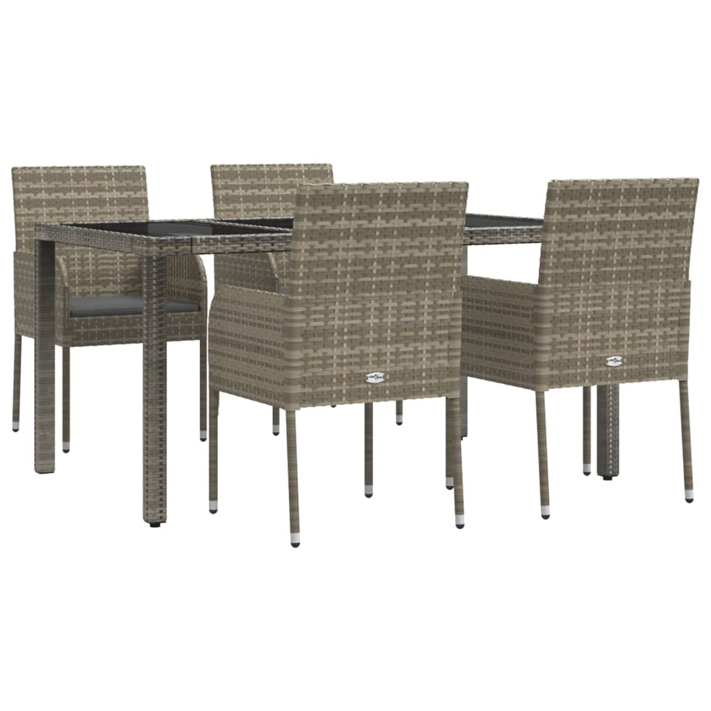 5-Tlg. Garten-Essgruppe Mit Kissen Poly Rattan