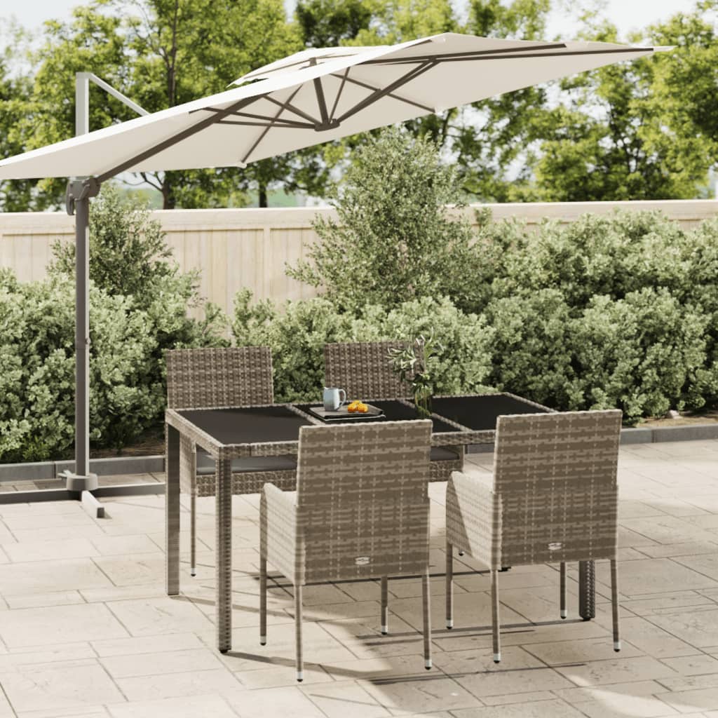 5-Tlg. Garten-Essgruppe Mit Kissen Poly Rattan