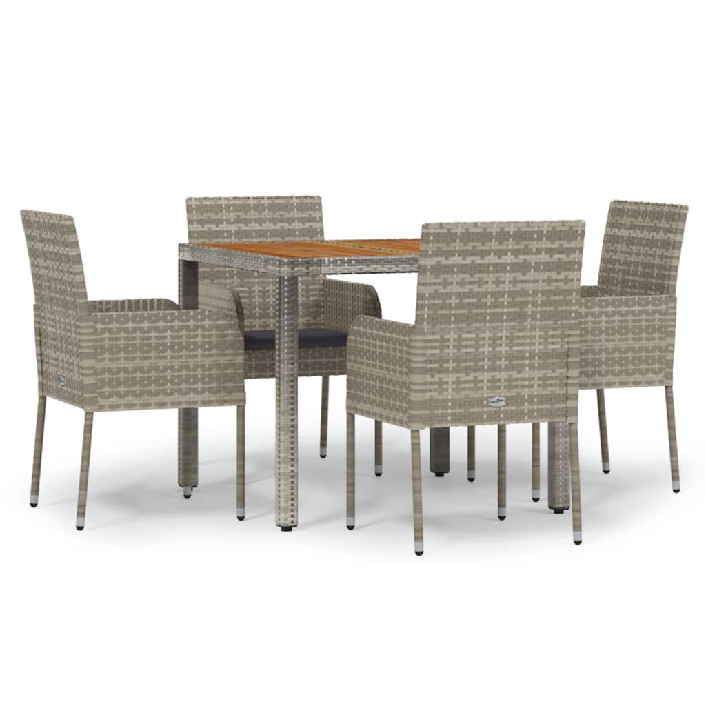 5-Tlg. Garten-Essgruppe Mit Kissen Poly Rattan