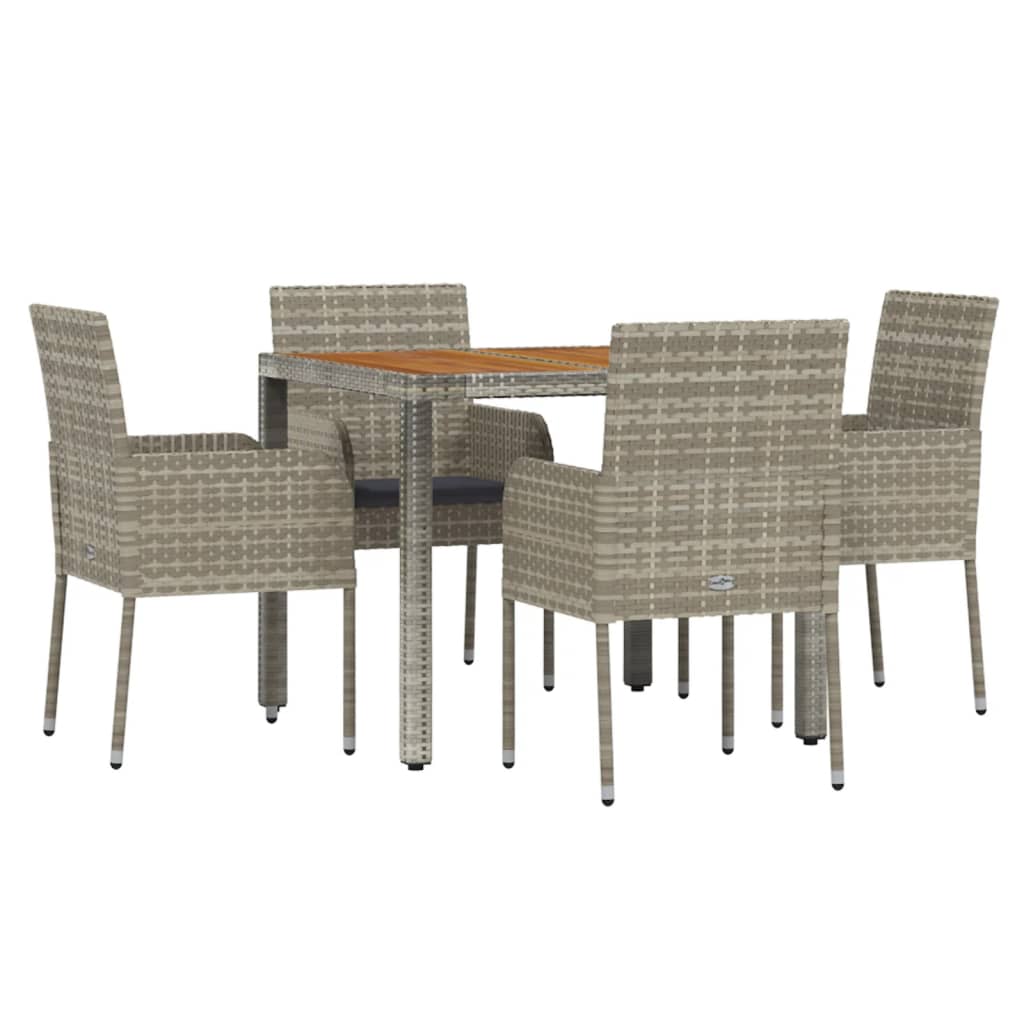 5-Tlg. Garten-Essgruppe Mit Kissen Poly Rattan