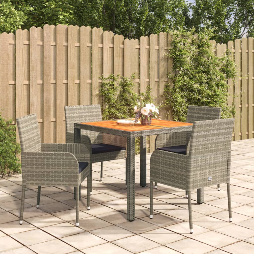 5-Tlg. Garten-Essgruppe Mit Kissen Poly Rattan