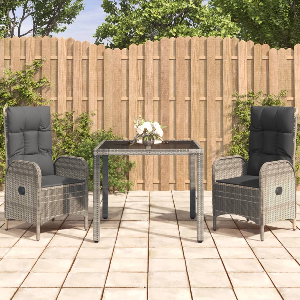 7-Tlg. Garten-Essgruppe Mit Kissen Grau Poly Rattan