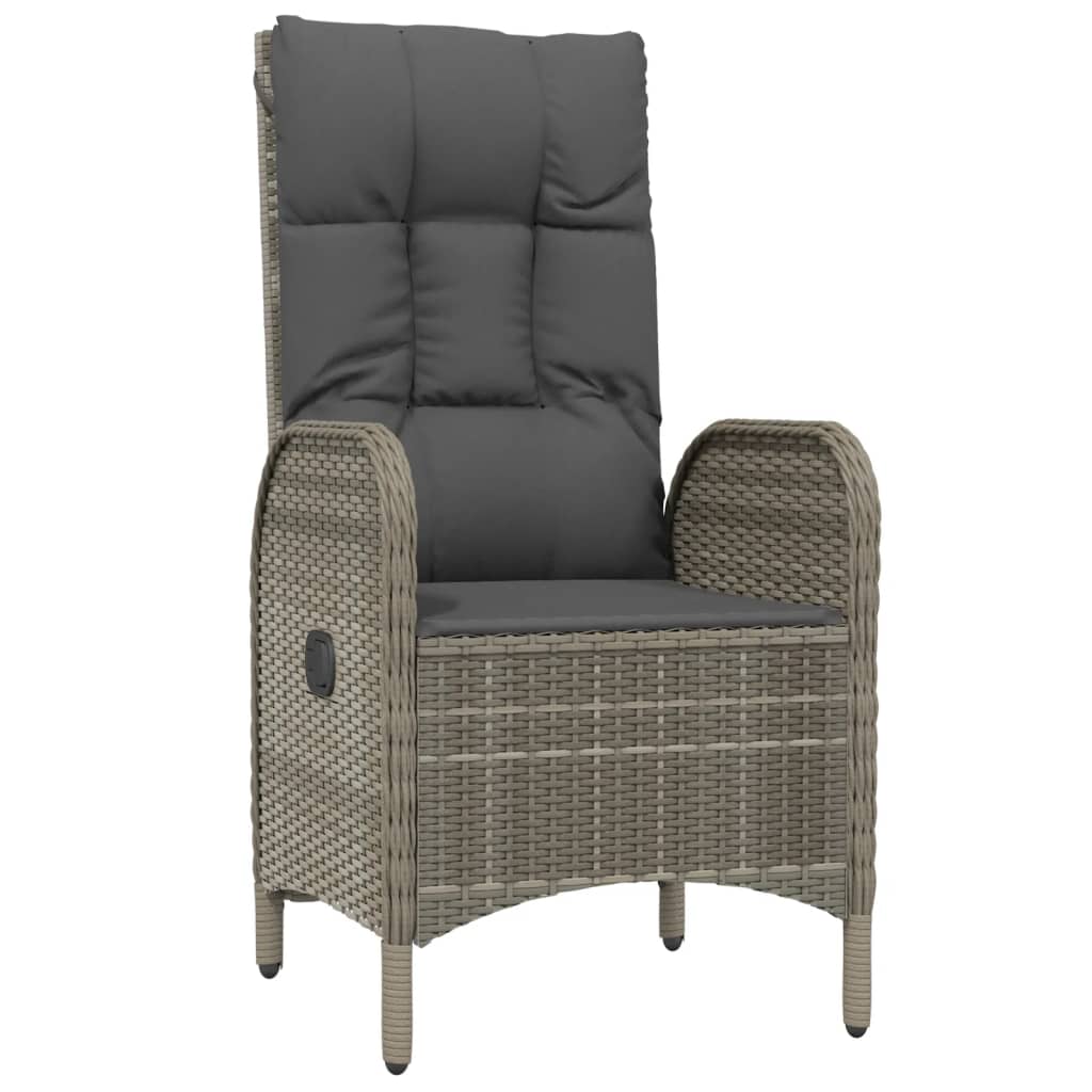 7-Tlg. Garten-Essgruppe Mit Kissen Grau Poly Rattan