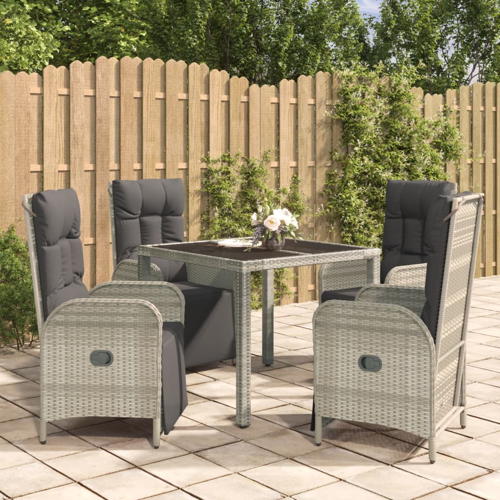7-Tlg. Garten-Essgruppe Mit Kissen Grau Poly Rattan