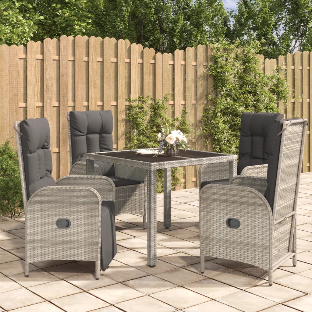7-Tlg. Garten-Essgruppe Mit Kissen Grau Poly Rattan