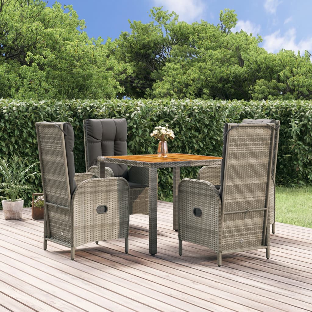 7-Tlg. Garten-Essgruppe Mit Kissen Grau Poly Rattan