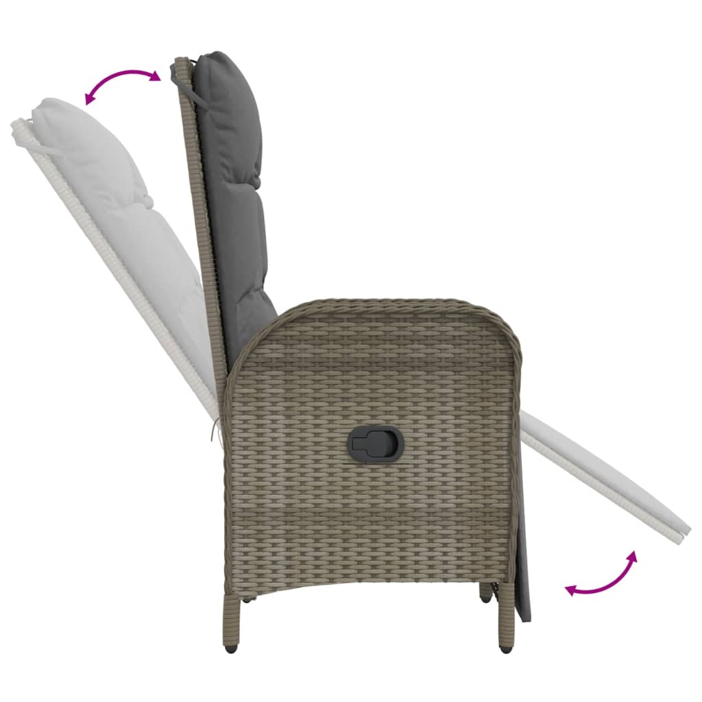 7-Tlg. Garten-Essgruppe Mit Kissen Grau Poly Rattan