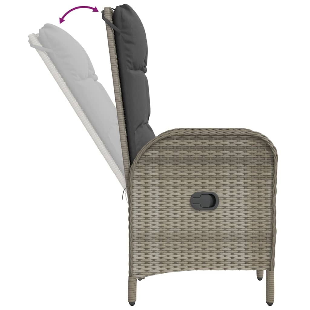 7-Tlg. Garten-Essgruppe Mit Kissen Grau Poly Rattan
