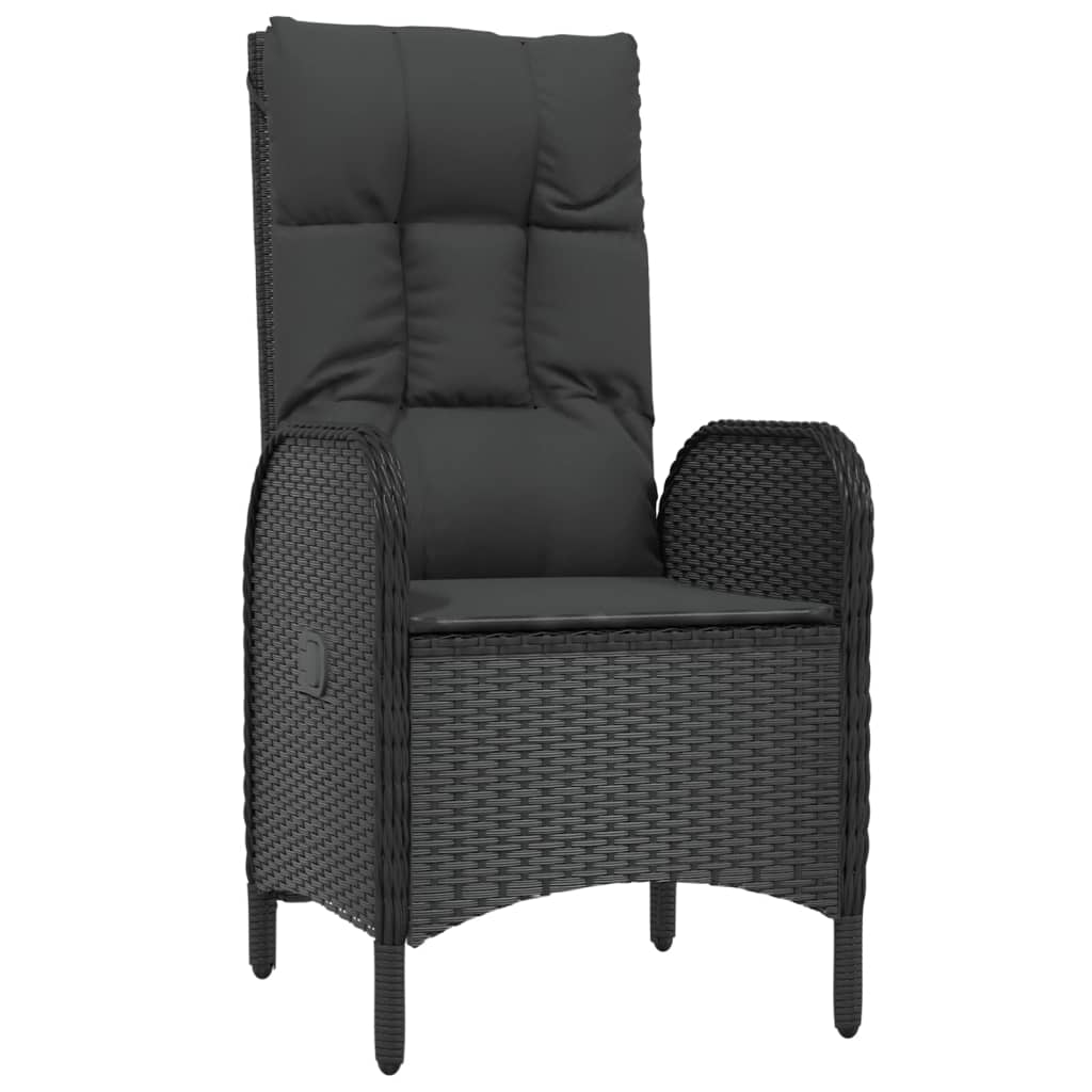 3-Tlg. Garten-Essgruppe Mit Kissen Schwarz Poly Rattan