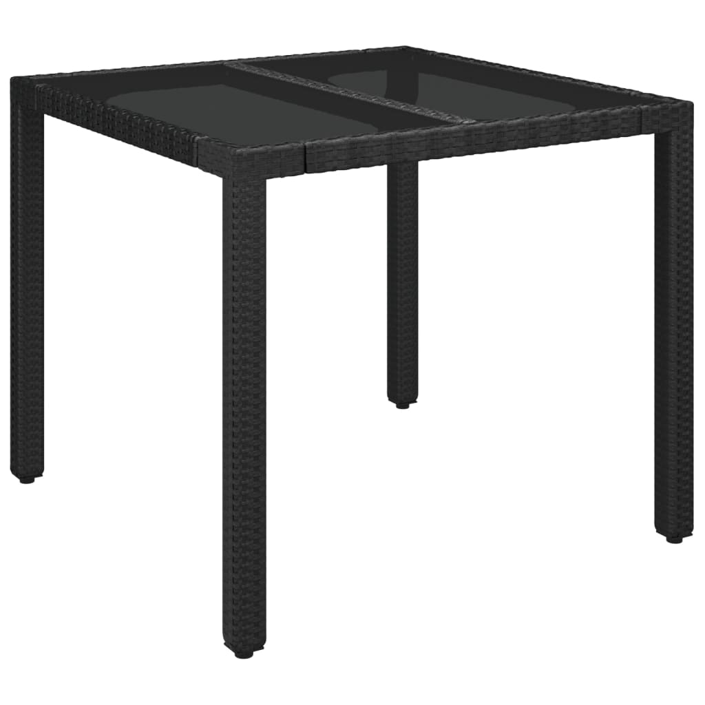 3-Tlg. Garten-Essgruppe Mit Kissen Schwarz Poly Rattan