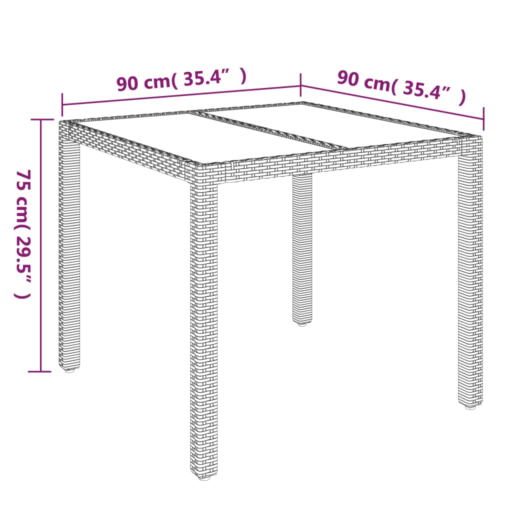 3-Tlg. Garten-Essgruppe Mit Kissen Schwarz Poly Rattan