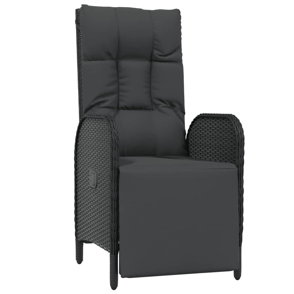 7-Tlg. Garten-Essgruppe Mit Kissen Schwarz Poly Rattan