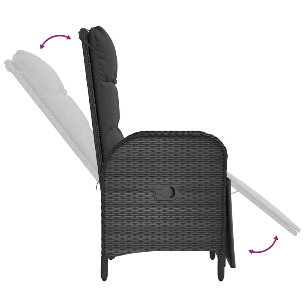 7-Tlg. Garten-Essgruppe Mit Kissen Schwarz Poly Rattan