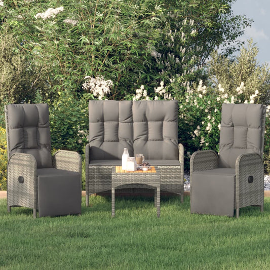 4-Tlg. Garten-Essgruppe Mit Kissen Poly Rattan