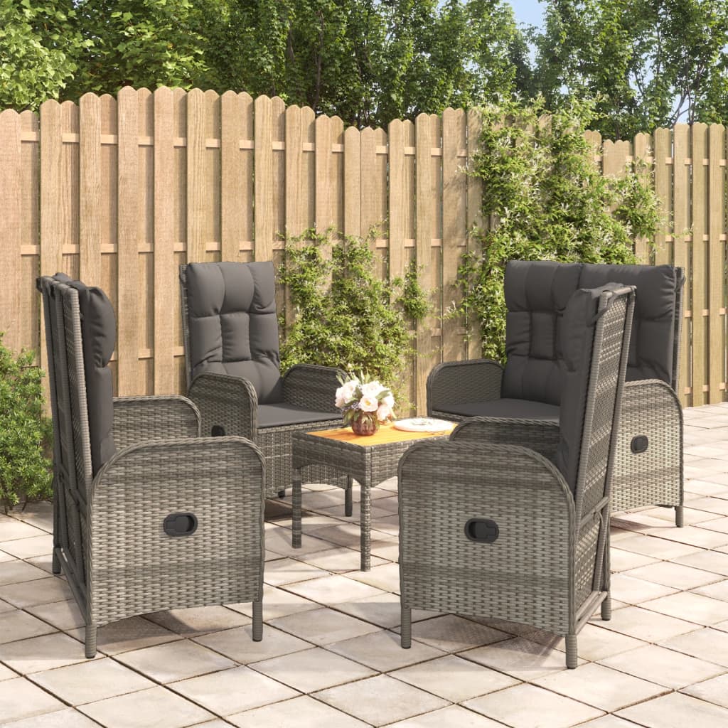 4-Tlg. Garten-Essgruppe Mit Kissen Poly Rattan