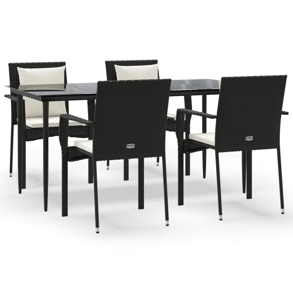 5-Tlg. Garten-Essgruppe Mit Kissen Poly Rattan